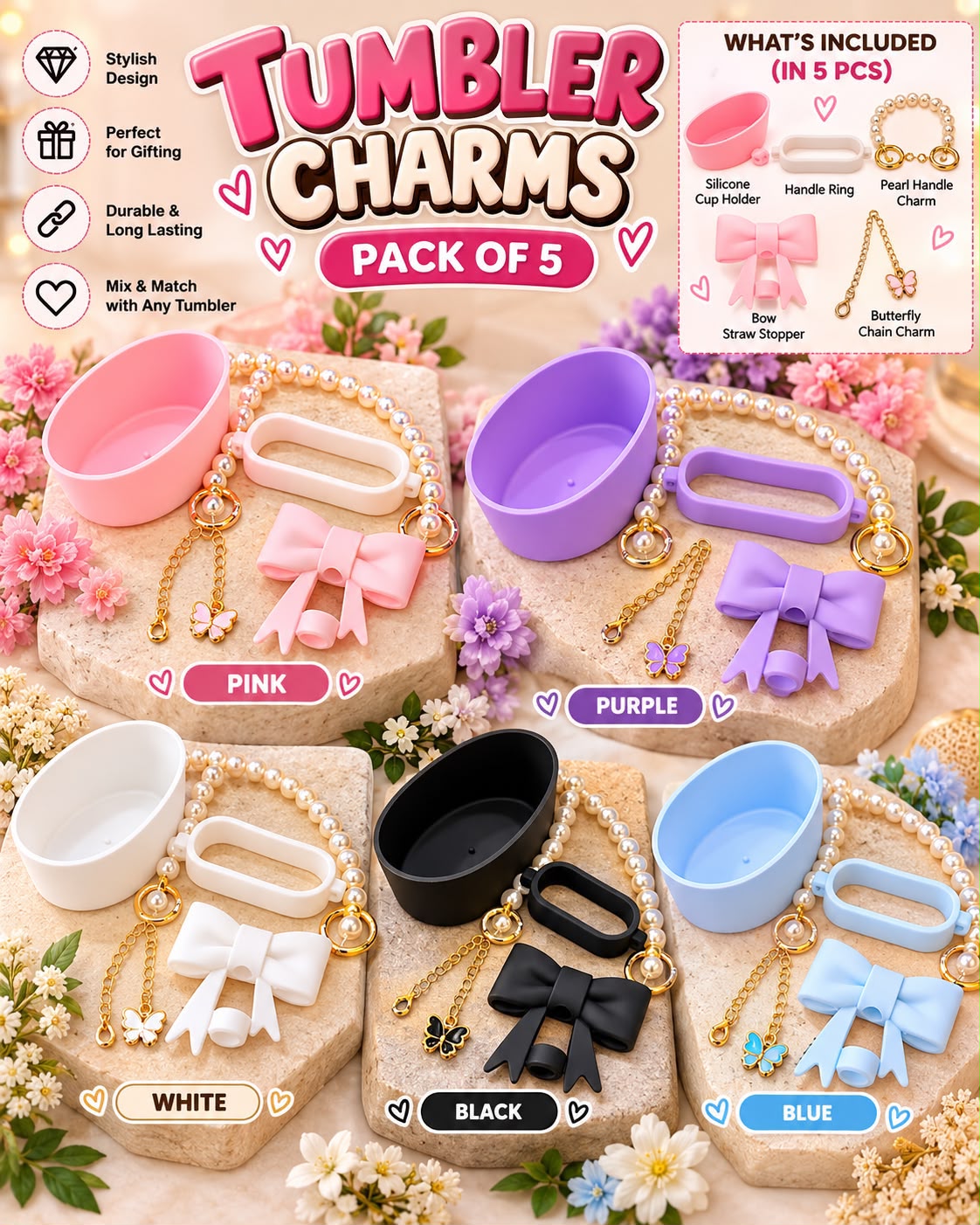 Tumbler Charms - 5 Pcs Set