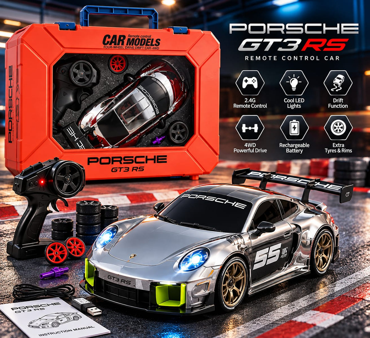 Porsche GT3 RS Remote Control Drift Car