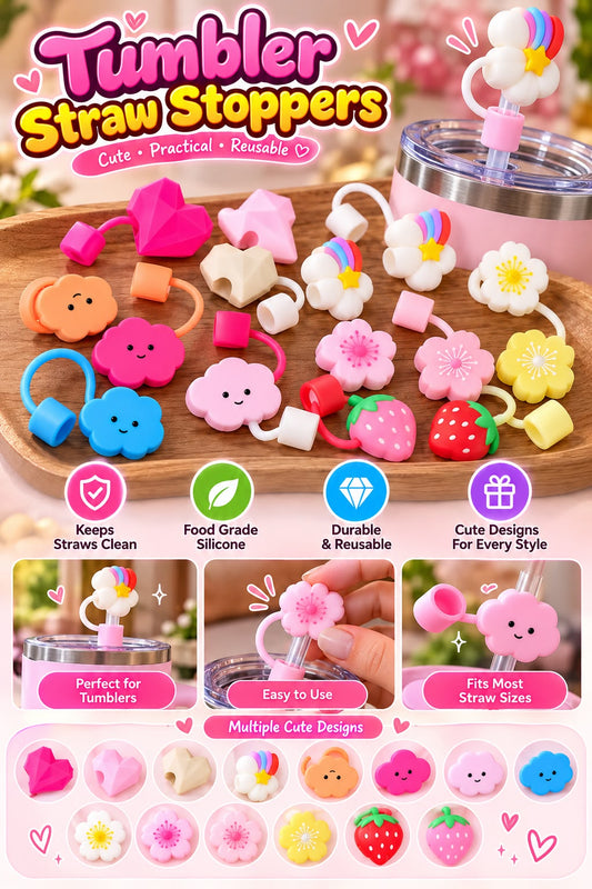 Cute Tumbler Straw Stoppers (Silicone)